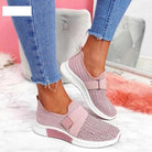 Damen Sneaker rosa, atmungsaktiv, Strickmaterial, elastischer Riemen, Freizeitmode, bequem.