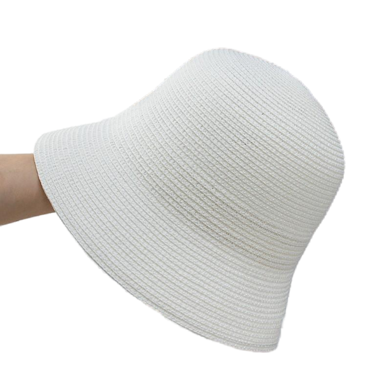 Weißer Damen-Bucket-Hut aus Baumwolle, Sommermode, stilvoller Sonnenschutz.