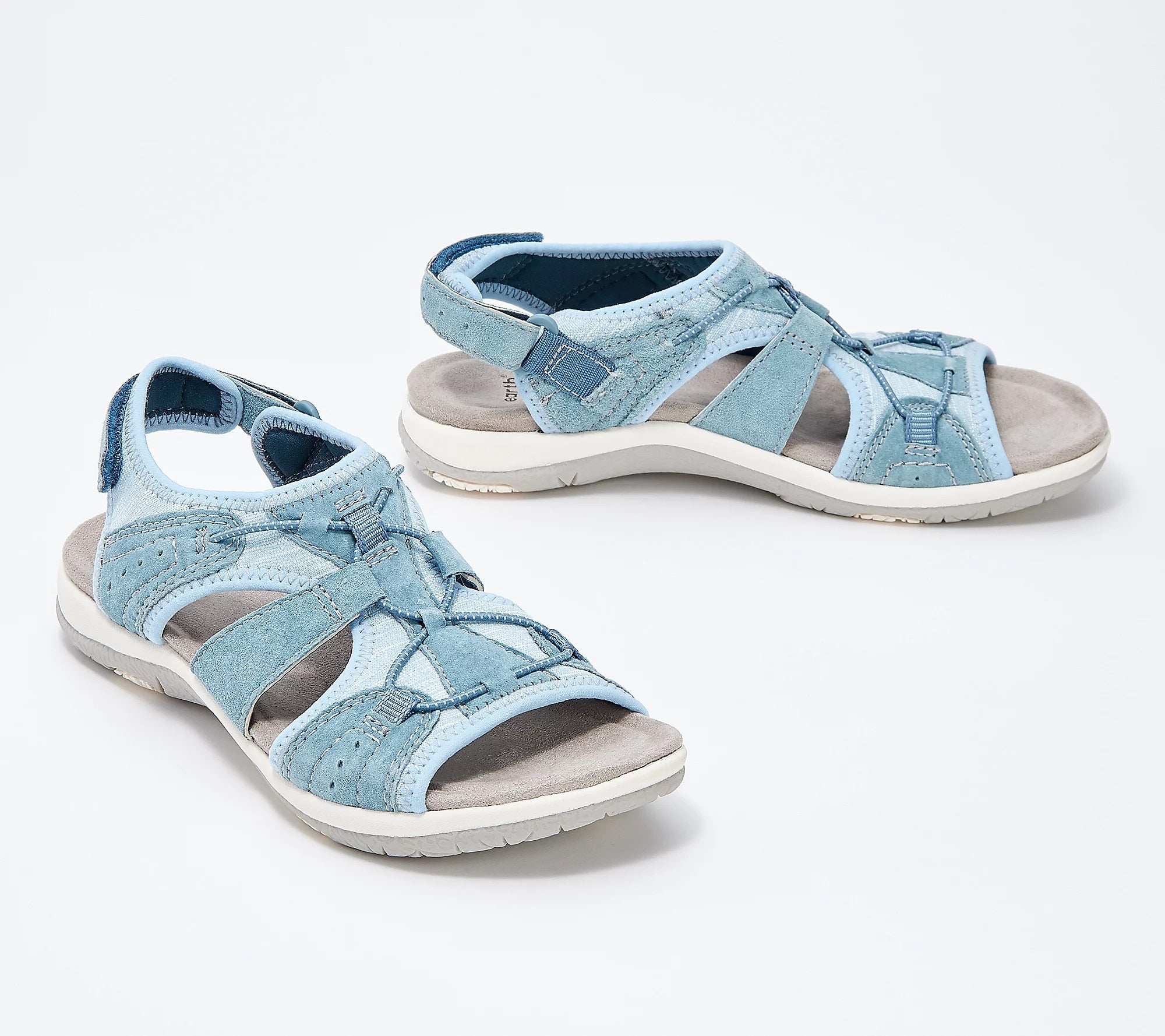 Damen-Sandalen in Hellblau, sportlich und bequem, mit Klettverschluss und rutschfester Sohle. Perfekt für Sommer und Outdoor-Aktivitäten.