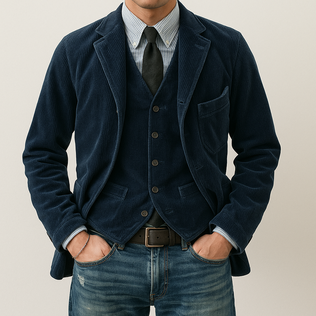 Jacken für Herren aus Cord mit Taschen im Herbst Winter Stil 1