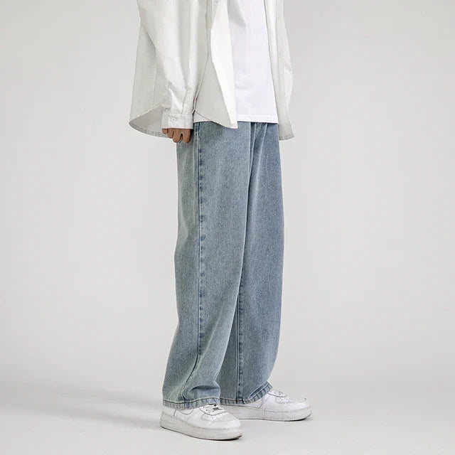 Weite Herrenjeans im Baggy-Stil, Frühling 2024, koreanische Mode, Streetwear, gerade geschnitten, Denim, lässig, trendig, modern.