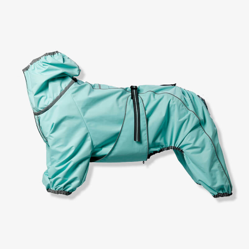 Wasserdichte Hundejacke für große Hunde, verstellbar, in Türkis. Ideal für Outdoor-Aktivitäten, schützt vor Regen und Wind. Hochwertiges Material.