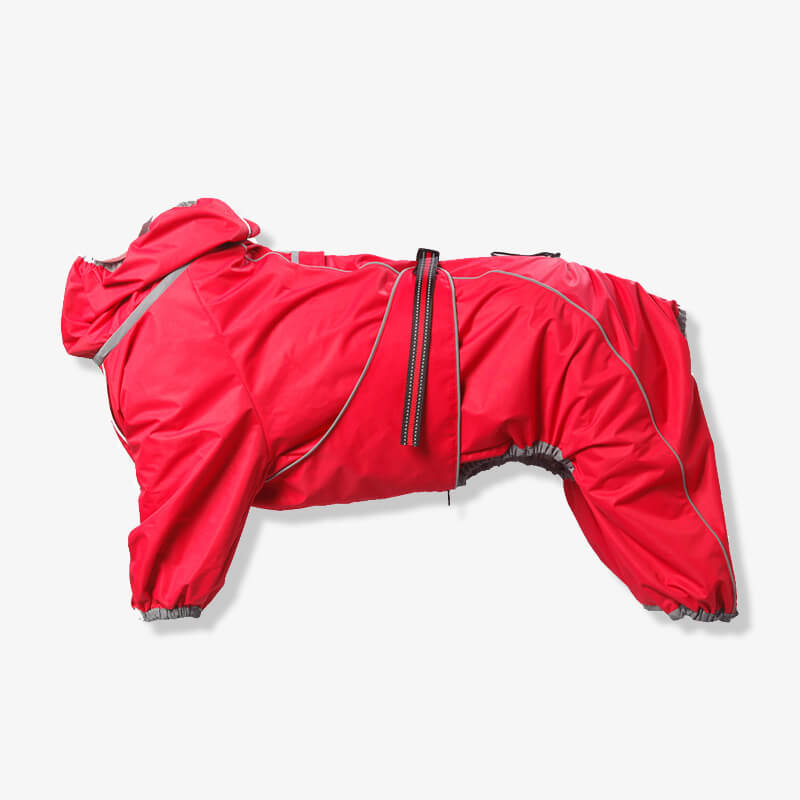 Wasserdichte Hundejacke für große Hunde, rot, verstellbar, ideal für Outdoor-Aktivitäten. Schützt vor Regen und Wind. Perfekt für Herbst und Winter.