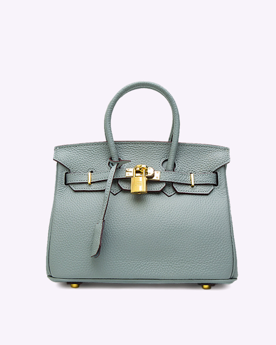 Luxuriöse Damenhandtasche aus Leder in Azurblau mit goldenen Beschlägen, elegantem Design und praktischem Verschluss. Perfekt für stilvolle Auftritte.
