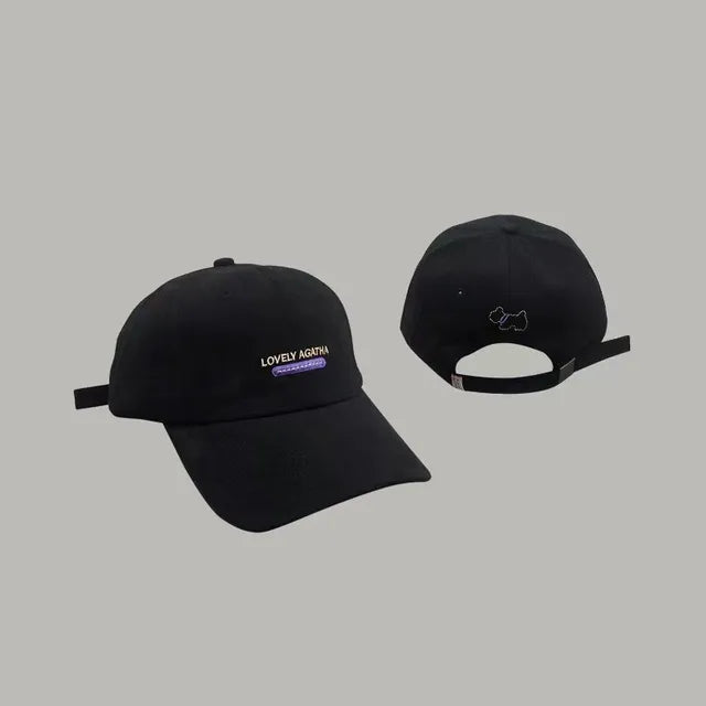 Schwarze Baseballkappe mit gebogenem Schirm, Stickerei "Lovely Again", Unisex, ideal für Frühling und Sommer, Outdoor-Sport, Snapback-Verschluss.
