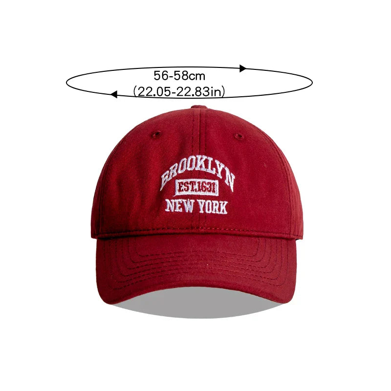 Rote Baseballkappe mit "Brooklyn New York" Stickerei, verstellbar, Unisex, ideal für Frühling und Sommer, Outdoor-Sport, Snapback-Design.