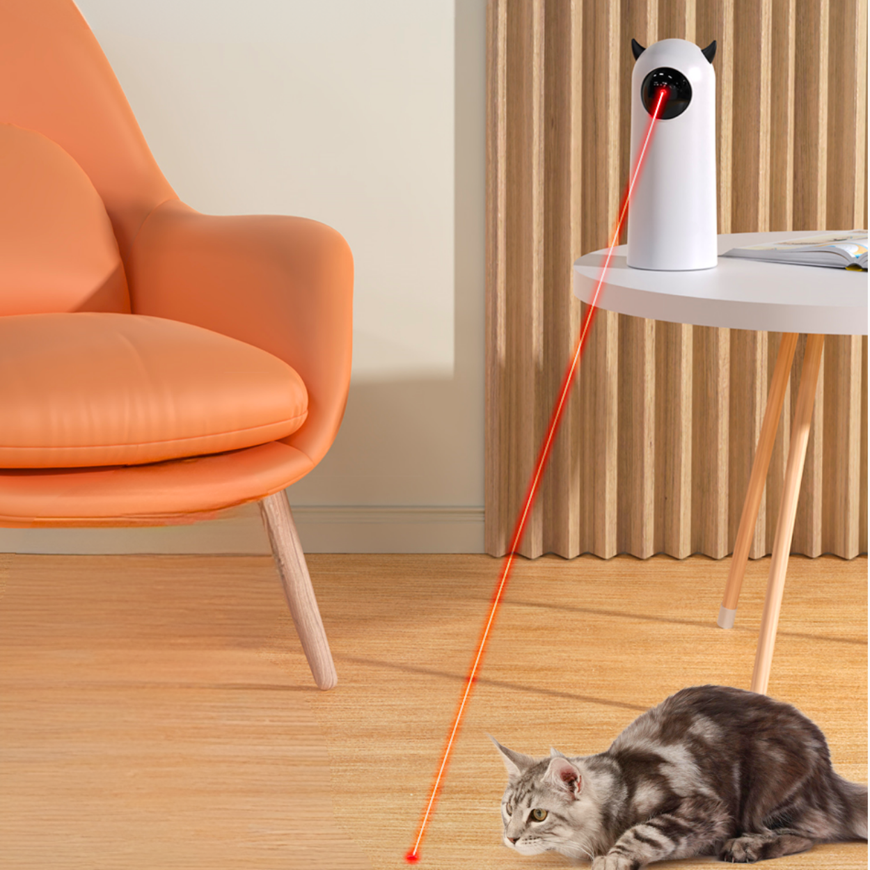 Katzenspielzeug Laserpointer, interaktiv, automatisiert, ideal für Katzenunterhaltung. Modernes Design, energiesparend, perfekt für Haustiere.
