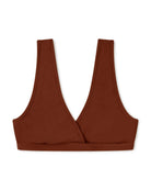 Brauner Bikini-Top für Damen, ärmellos, V-Ausschnitt, Matona SS24 Kollektion, nachhaltige Mode.