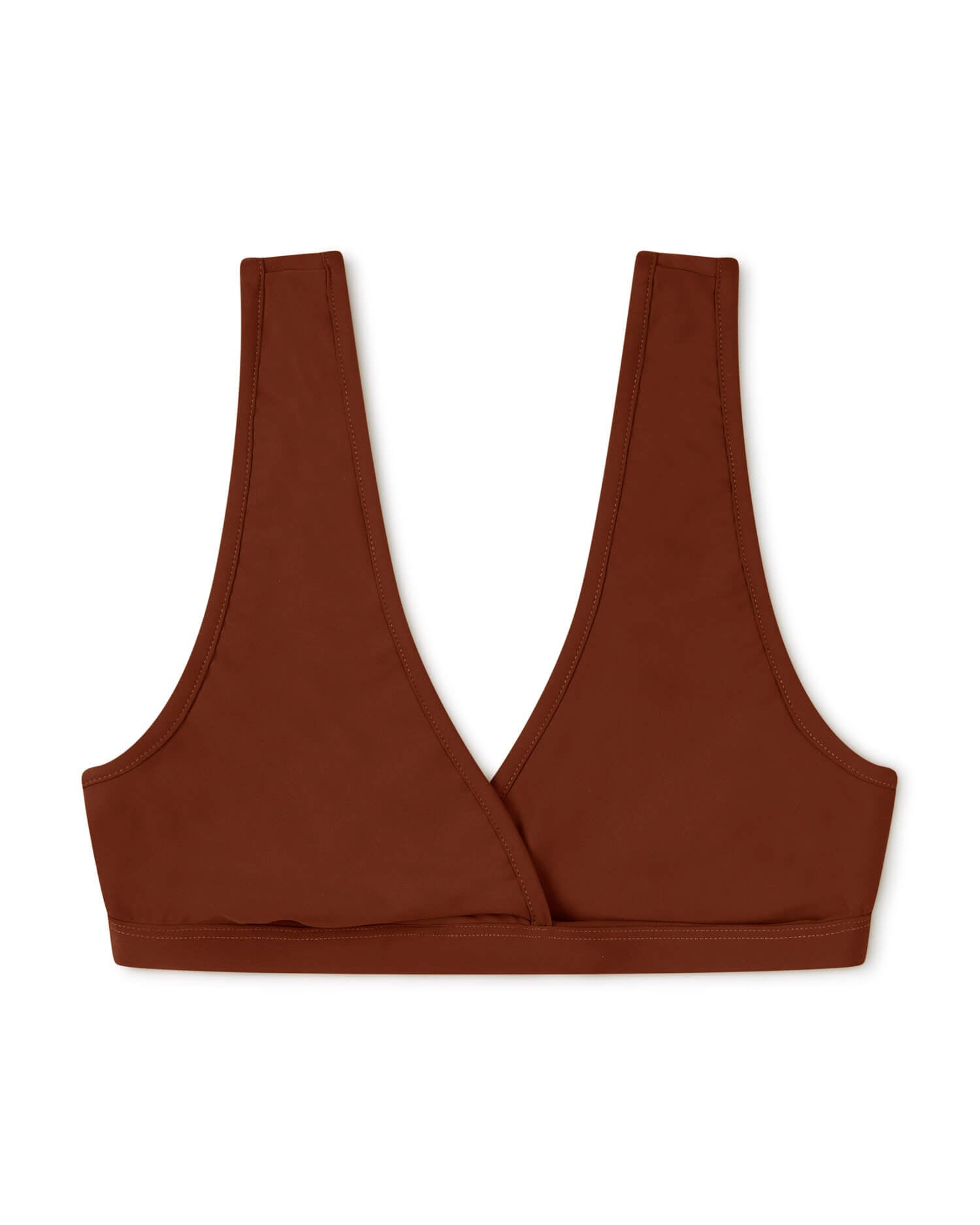 Brauner Bikini-Top für Damen, ärmellos, V-Ausschnitt, Matona SS24 Kollektion, nachhaltige Mode.