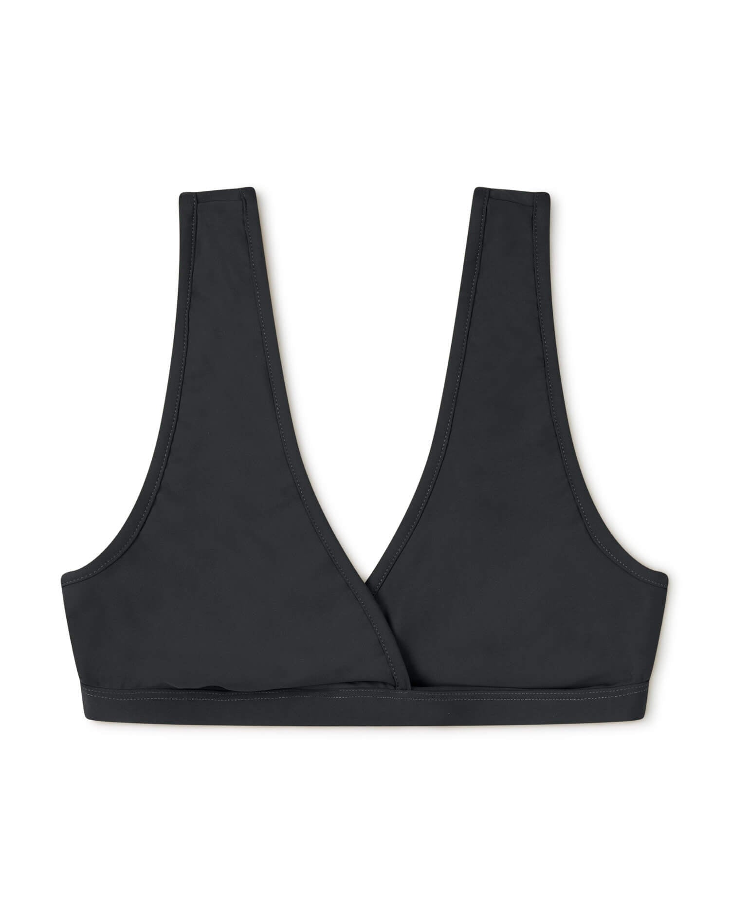Schwarzes Bikini-Oberteil Damen, Vintage-Stil, Matona, nachhaltige Bademode, Vorderansicht.