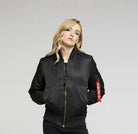 Schwarze MA-1 Bomberjacke für Herren, hochwertiges Nylon, ideal für Winter, Outdoor, inspiriert von amerikanischen Militäruniformen.