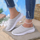 Damen Slip-On Sneaker, grau, Mesh, flach, orthopädisch, bequem, Freizeit, Sommermode.