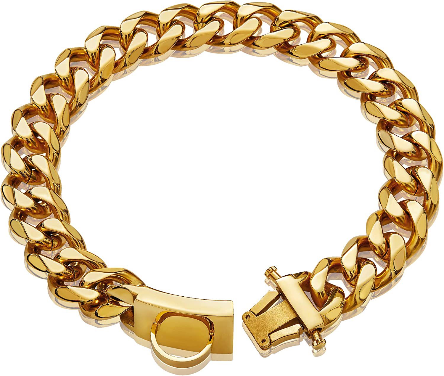 Goldenes Panzerarmband aus Edelstahl, glänzend, modisch, für Herren, Schmuckaccessoire.