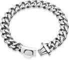 Silberne Edelstahlkette, flaches Gliederdesign, Herrenarmband, modisches Schmuckstück.