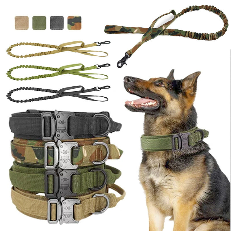 Hundehalsband und Leine Set, verstellbar, Nylon, Tarnmuster, für große Hunde, robust und langlebig.