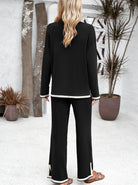 Damen-Loungewear-Set in Schwarz, gemütlich und stilvoll, ideal für Zuhause. Perfekt für entspannte Tage, modisch und bequem.