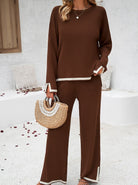 Damen-Loungewear-Set in Braun, lässig und bequem, ideal für Freizeit und Entspannung. Perfekt für stilvolle Gemütlichkeit zu Hause.