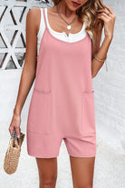 Damen Jumpsuit in Rosa, ärmellos, mit Taschen, ideal für Sommermode. Perfekt für lässige Outfits und Strandkleidung.