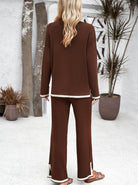 Damen-Loungewear-Set in Braun, gemütlich und stilvoll, ideal für Zuhause. Perfekt für entspannte Tage, modisch und bequem.