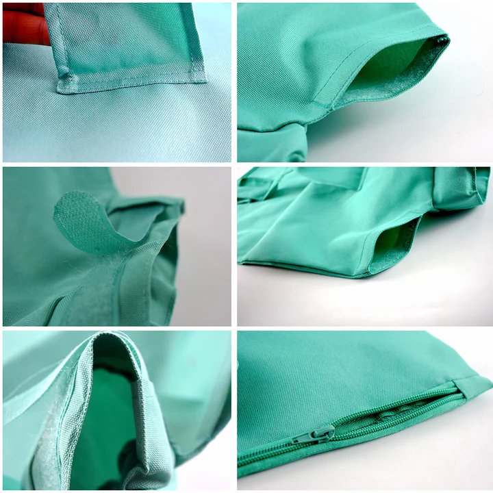 Haustiertasche aus robustem, grünem Stoff mit Reißverschluss und Klettverschluss. Ideal für den sicheren Transport von Haustieren.