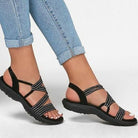 Plus-Size Sandalen Damen, schwarz, Sommer, bequem, flach, Strand, Freizeit, weiche Sohle.
