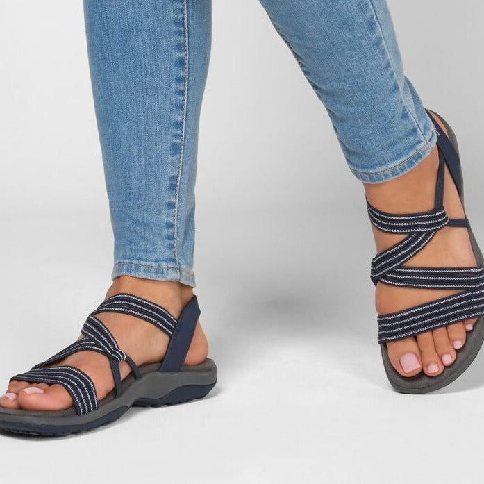 Damen Sandalen Blau, Komfort, Sommer, Weiche Sohle, Flach, Strand, Plus Size, Casual.