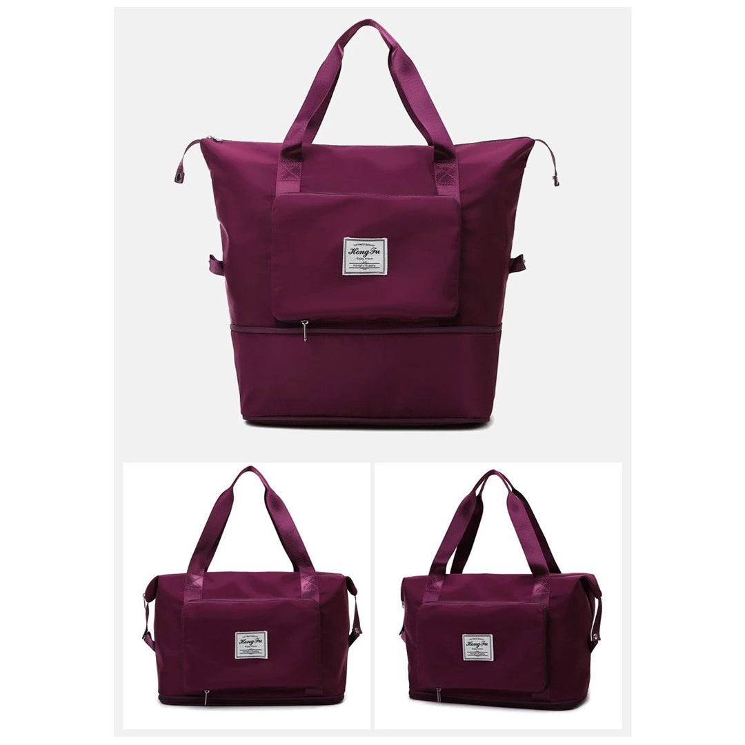 Lila Reisetasche mit Reißverschluss, robustem Material und verstellbaren Trägern. Perfekt für Reisen, Sport und Alltag. Hochwertige Verarbeitung.