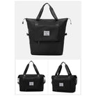 Schwarze, wasserabweisende Reisetasche mit Reißverschluss und Tragegriffen. Vielseitige, stilvolle Tasche für Reisen und Alltag.