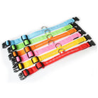 Bunte Hundehalsbänder aus Nylon mit Klickverschluss, verstellbar, in verschiedenen Farben.