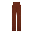 Braune Damenhose mit hoher Taille, eleganter Schnitt, ideal für Büro und Freizeit. Modische Damenbekleidung, stilvolle Hosen, Herbstmode.