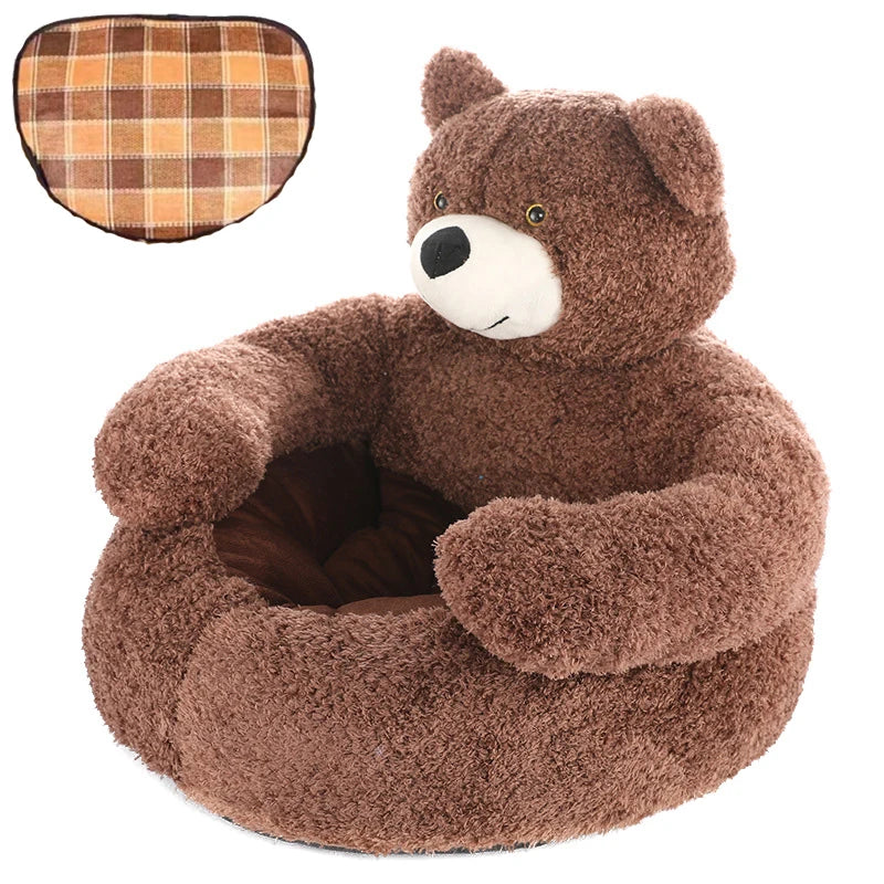 Braunes Teddybär-Sitzkissen für Kinder, weiches Plüschmaterial, gemütlicher Sitzsack.