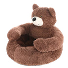 Brauner Plüsch-Bärensessel für Kinder, gemütlicher Sitz, weiches Material, Spielzimmermöbel.