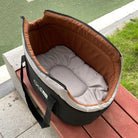 Tragetasche für Haustiere, schwarz-braun, gepolstert, tragbar, ideal für Reisen mit Hund oder Katze.