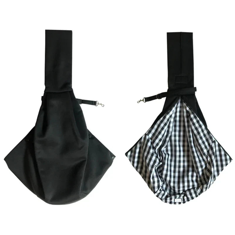 Schwarze Umhängetasche mit Karofutter, verstellbarem Riemen, modisch, praktisch, Unisex.