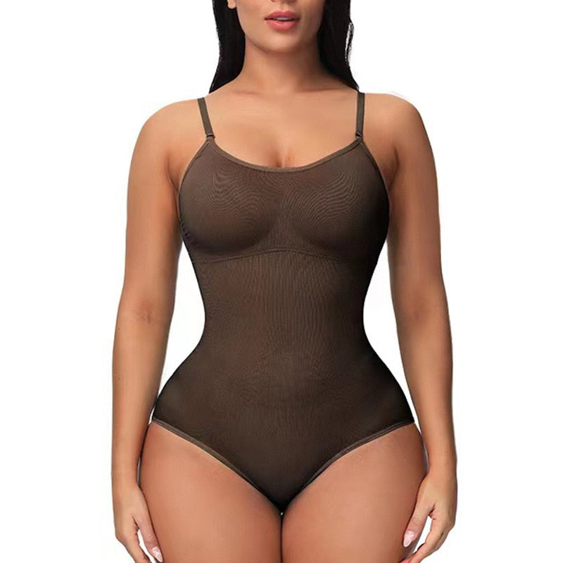 Damen Shapewear Body in Schwarz, nahtlos und figurformend, mit verstellbaren Trägern. Ideal für unsichtbare Unterstützung unter Kleidung.