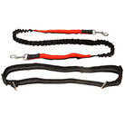 Schwarze und rote Hundeleine mit elastischem Bungee, reflektierend, für Outdoor-Aktivitäten.