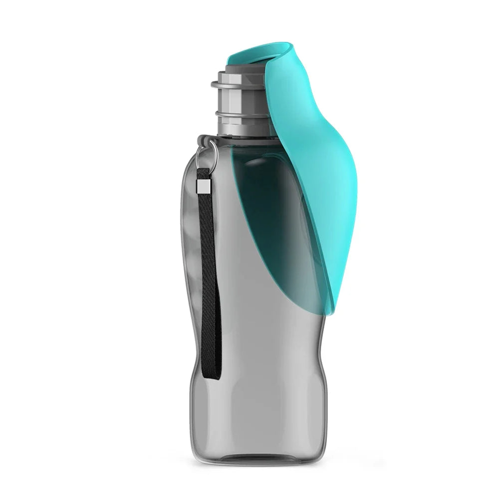 Transparente Trinkflasche mit türkisfarbenem Silikonverschluss, BPA-frei, ideal für Sport und Reisen.