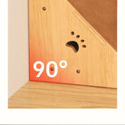 Holz-Kratzbaum-Ecke mit Pfotenmotiv, 90 Grad Winkel, Katzenmöbel, modernes Design