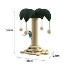 Kratzbaum für Katzen, Palmenform, 50cm hoch, mit Spielbällen, Sisal, beige und grün.