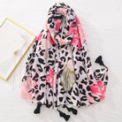 Damen-Schal mit Leopardenmuster und rosa Blumen, weiches Material, modisches Accessoire, ideal für Frühling und Sommer, vielseitig tragbar.