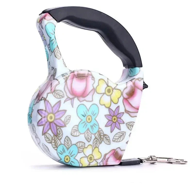 Blumenmuster Hundeleine, einziehbar, ergonomischer Griff, bunt, für Hunde, 5 Meter.