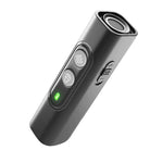 Schwarzes Bluetooth-Freisprechgerät mit Lautstärkeregler und Mikrofon, tragbar, modern.