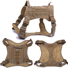 Taktische Hundeweste, beige, verstellbar, strapazierfähig, für Outdoor-Aktivitäten.