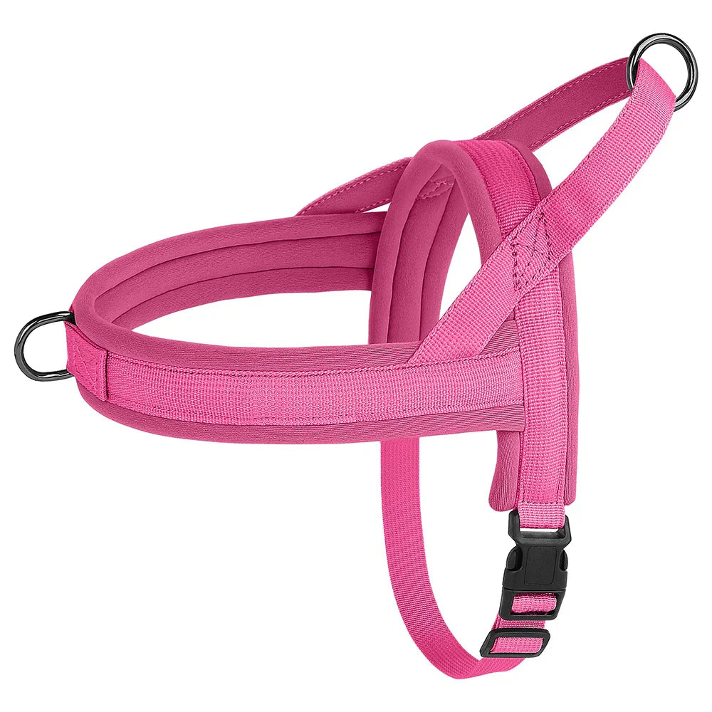 Rosa Hundegeschirr, verstellbar, strapazierfähig, für kleine bis mittelgroße Hunde, Nylonmaterial.