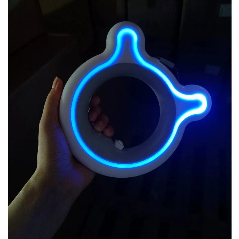 Leuchtender LED-Hundespielzeugring, blau, rund, interaktiv, robustes Material.