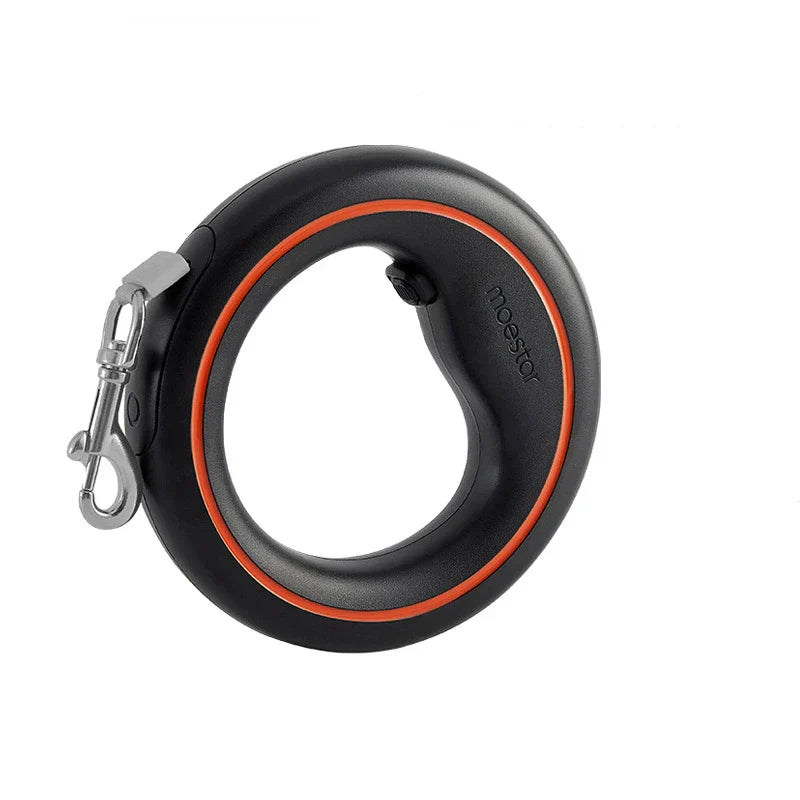 Schwarze runde Hundeleine mit Karabinerhaken, ergonomisches Design, Moestar Marke.