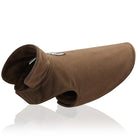 Brauner Hundemantel aus Fleece, warm und wasserabweisend, ideal für kalte Tage. Perfekt für kleine bis mittelgroße Hunde.