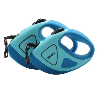 Blaue Hundeleine ausziehbar, ergonomischer Griff, robustes Material, ideal für Spaziergänge.