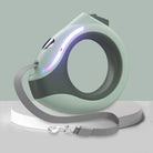 Grüne Hundeleine mit LED-Licht, ergonomischer Griff, einziehbar, für Hunde, Haustierzubehör.