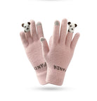 Rosa Kinderhandschuhe mit Panda-Design, warm und kuschelig, ideal für Winter. Perfekt für Mädchen, modisch und funktional.